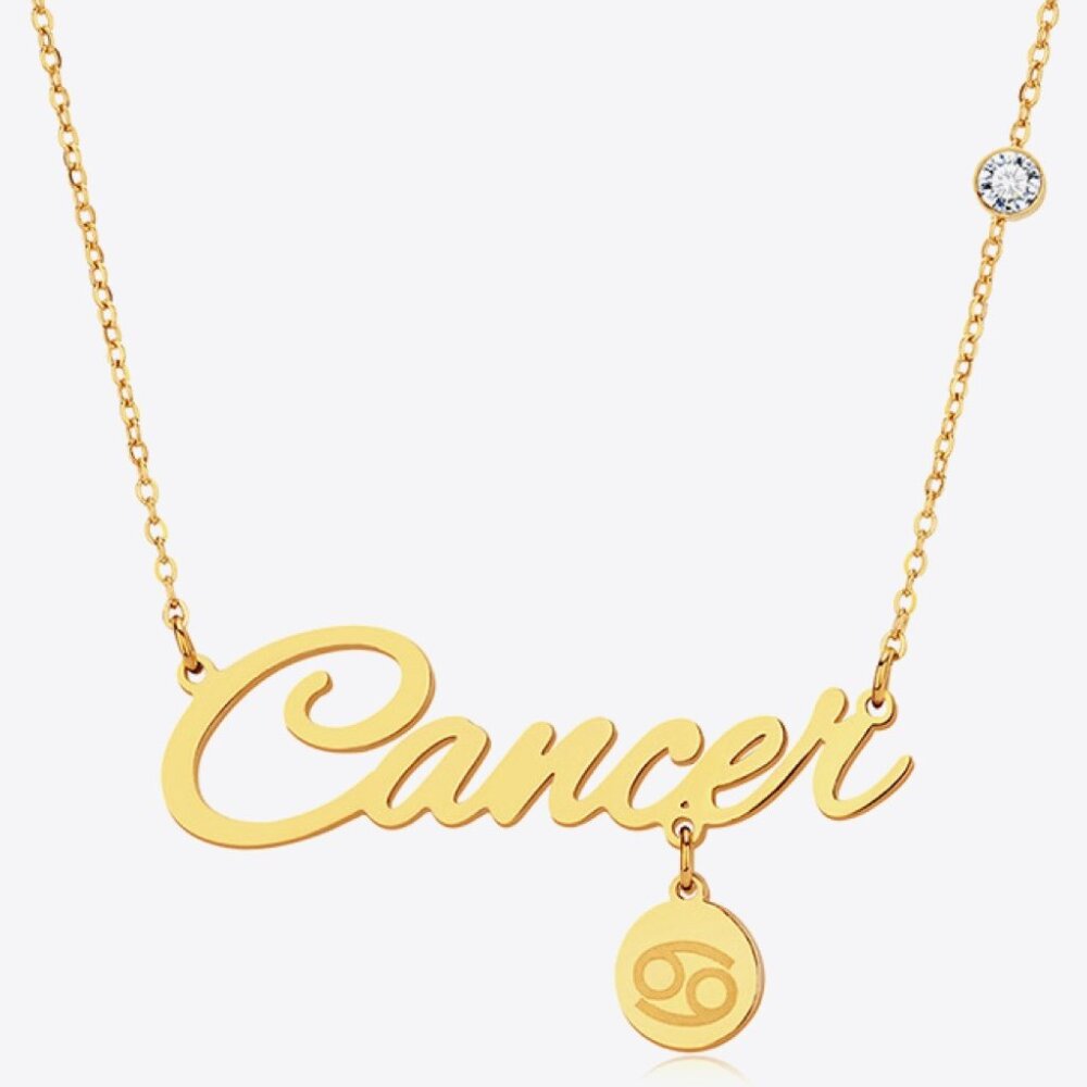 Cancer Zodiac Pendant Zircon Necklace